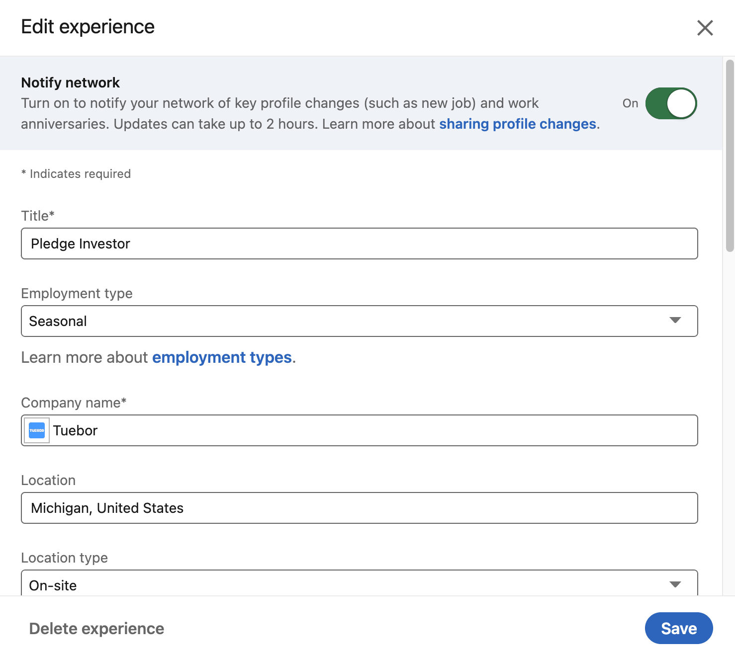LinkedIn post example